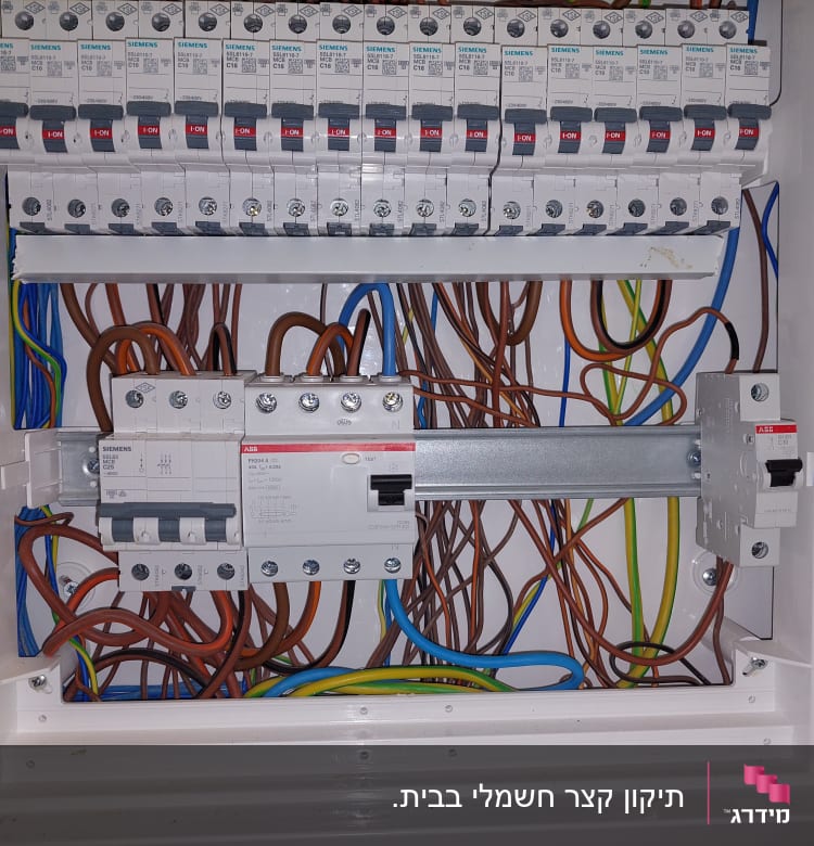 לוח חשמל עם חוטים ומפסקים חשמליים